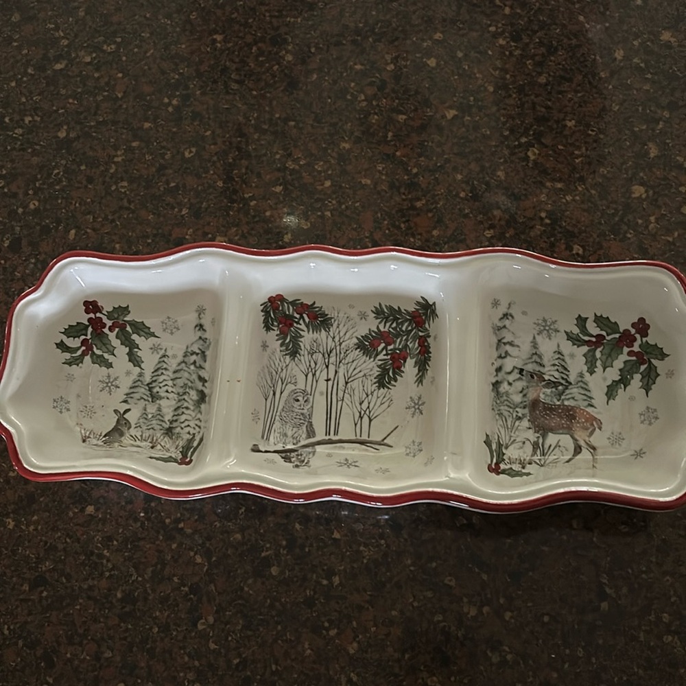 3-section winter serving dish